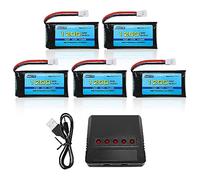 AMZZN 5PCS 3.7V 1200mAh 30C Molex plug Lipo batteria con caricabatterie 5-in-1 adatto per drone di controllo remoto SYMA X5SW X5SC-1 KY601S