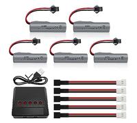 AMZZN 5PCS 3.7V 2000mAh SM-2P spina Lipo batteria con caricabatterie 5-in-1 adatto per veicoli DE44 DE45 DE68 RC, veicoli RC drift, camion, veicoli off-road, auto da corsa arrampicata ad alta velocità