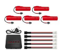 AMZZN 5PCS 3.7V 3000mAh batterie agli ioni di litio con spina SM-2P e caricabatterie 5-in-1,adatto per auto DE42,DE44,DE45,DE68 RC,auto alla deriva,camion,giocattoli,batterie da corsa off-road