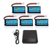 AMZZN 5PCS 3.7V 450mAh 25C Molex plug Lipo batteria con caricabatterie 5-in-1,compatibile con la maggior parte dei droni telecomandati e WLtoys XK A100 A120 A150 Hubsan H107C H107D quadcopter