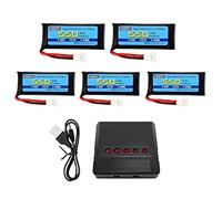 AMZZN 5PCS 3.7V 550mAh 30C Lipo batteria Molex-2P spina con caricabatterie 5-in-1 per SYMA X5C X5SW Hubsan H107C H107D UDIRC U12S WLtoys XK A100 A120 telecomando drone
