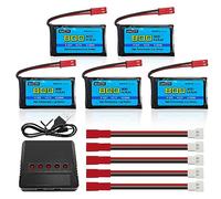 AMZZN 5PCS 3.7V 800mAh 30C JST plug Lipo batteria con caricabatterie 5-in-1 per SYMA X56W MJX X400W X300C X800 HS110 HS200 S670 V950hd S1750 V2450 quadcopter telecomandato