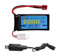 AMZZN 7.4V 2000mAh 35C 2S Lipo batteria T-plug con cavo di ricarica USB per 300E 9200E 9201E 9206E M416 H16PL 903A HP162S HM124 RC auto, Nave di controllo remoto, batteria di riserva del drone