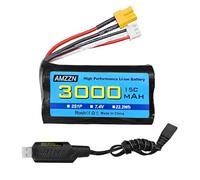 AMZZN 7.4V 3000mAh 15C 2S XT-30 spina Li-ion batteria con caricatore USB adatto per auto ad alta velocità di controllo remoto,Camion, nave RC, auto modello e batterie del veicolo di ingegneria huina