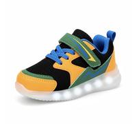 AMZZPIK Scarpe da ginnastica luminose per ragazzi e ragazze, con LED lampeggianti, traspiranti, per sport e camminate, Sneakers Ragazzo Arancione/Verde, 25 EU