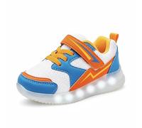 AMZZPIK Scarpe da ginnastica luminose per ragazzi e ragazze, con LED lampeggianti, traspiranti, per sport e camminate, Sneakers Bambino Bianco/Arancione, 30 EU