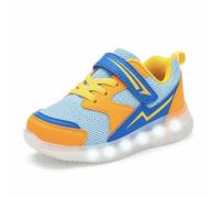 AMZZPIK Scarpe da ginnastica luminose per ragazzi e ragazze, con LED lampeggianti, traspiranti, per sport e camminate, Sneakers Ragazzo Arancione/Blu, 30 EU