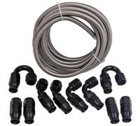 AN-8 8AN Stainless Steel PTFE Fuel Line Lines 20FT 6M Fitting Hose Black End Kit