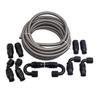 AN-8 8AN Stainless Steel PTFE Fuel Line Lines 20FT 6M Fitting Hose Black End Kit