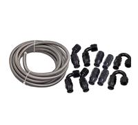 AN-8 8AN Stainless Steel PTFE Fuel Line Lines 20FT 6M Fitting Hose Black End Kit