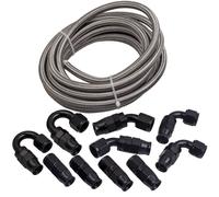 AN-8 Braided Stainless STEEL AN-8 PTFE Inner Oil Line Fuel Hose Set 20FT 6M