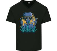 An Alien Fumare Erba Divertente Droga Culture Uomo Scollo A V Cotone T-Shirt