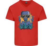 An Alien Fumare Erba Divertente Droga Culture Uomo Scollo A V Cotone T-Shirt