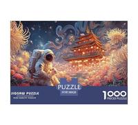 An Astronaut in A Space Suit 1000 Piece Taglio Preciso Puzzle astronaut with Cat Vivace Jigsaw Arredo Per Bambini 38x26cm/1000pcs