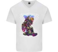 An Astronauta Giocare A Chitarra Chitarrista Uomo Scollo A V Cotone T-Shirt