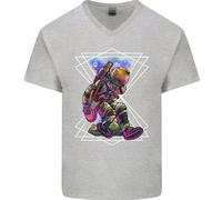 An Astronauta Giocare A Chitarra Chitarrista Uomo Scollo A V T-Shirt
