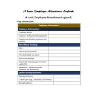 An Employee Attendance Logbook: a record-keeping tool organizations use to track and monitor the attendance of their employees.