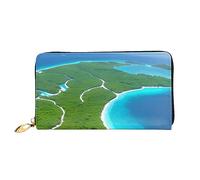 An Island In The Ocean - Portafoglio lungo da donna, con cerniera, organizer per carte multiple, 7,48 x 4,13 pollici (circa 19 x 10,5 cm), nero, Taglia unica