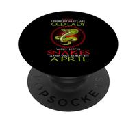 An Old Lady Who Loves Snakes Was Born In April Birthday PopSockets PopGrip Adesivo