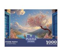 An Open Window with Blue Shutters 1000 Pezzi Cartoncino Premium Bundle Di Puzzle Ocean Scene Anti-stress Gioco Creativo Puzzle Per Decorazione Domestica 38x26cm/1000pcs