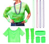 AN-WATTY Vestiti Anni 80 Donna, Accessori Neon Anni 80 Abbigliamento Discoteca, Costume Anni 90, Anni 80 Vestiti Femme, Déguisement 80 Anni