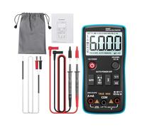 AN113B Multimetro Digitale Vero RMS Con Tester Di Temperatura 6000 Conteggi Misuratore Di Tensione A Transistor AC/DC Con Range Automatico(AN113B Blue)