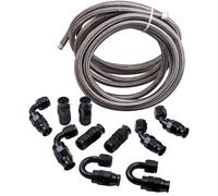 AN6-6AN Reusable Swivel Hose End Kit + 20 Feet Braided Oil Fuel Hose Line Kit