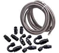 AN6-6AN Reusable Swivel Hose End Kit + 20 Feet Braided Oil Fuel Hose Line Kit