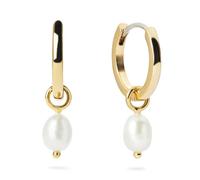 Ana Luisa Pearl Huggie Hoops - Frida Gold | Orecchini a cerchio placcati in oro 14 carati e design unico 2 in 1 | ipoallergenici, impermeabili e senza appannamento | Orecchini Huggie, con perle