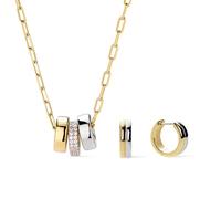 Ana Luisa Set regalo di gioielli da donna, orecchini e collana, oro e argento, One Size Fits All, Placcato in oro 14 carati e placcato al rodio, Zirconia cubica