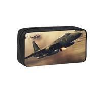 ANABPRMA A Curious Cat - Astuccio grande in tessuto Oxford con cerniera, per scuola, ufficio, viaggi, organizer, Aereo di guerra, taglia unica, Portamonete