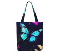 ANABPRMA Africa Tree Canvas Tote Bag per le donne - Borsa a tracolla riutilizzabile, grande borsa per la spesa con chiusura a bottone, Farfalla, Taglia unica