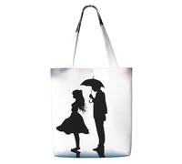 ANABPRMA Africa Tree Canvas Tote Bag per le donne - Borsa a tracolla riutilizzabile, grande borsa per la spesa con chiusura a bottone, Anime Gli amanti Silhouette, Taglia unica