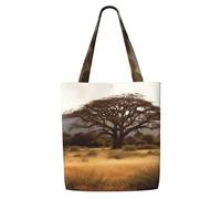 ANABPRMA Africa Tree Canvas Tote Bag per le donne - Borsa a tracolla riutilizzabile, grande borsa per la spesa con chiusura a bottone, Albero Africa, Taglia unica