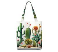 ANABPRMA Africa Tree Canvas Tote Bag per le donne - Borsa a tracolla riutilizzabile, grande borsa per la spesa con chiusura a bottone, Cactus, Taglia unica