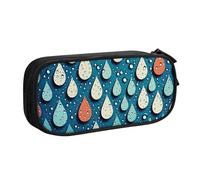ANABPRMA Astuccio a pois con gocce d'acqua, grande capacità, a doppio strato, con 2 tasche principali con cerniera, organizer multifunzionale per scuola, ufficio, viaggi, Nero , Taglia unica, Beauty