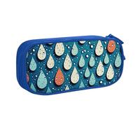 ANABPRMA Astuccio a pois con gocce d'acqua, grande capacità, a doppio strato, con 2 tasche principali con cerniera, organizer multifunzionale per scuola, ufficio, viaggi, Blu, Taglia unica, Beauty