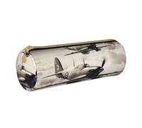 ANABPRMA Astuccio cilindrico in pelle a forma di margherita per cancelleria scolastica e ufficio, con chiusura a cerniera, borsa portatile, Aereo aereo della seconda guerra mondiale, Taglia unica