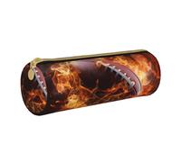 ANABPRMA Astuccio cilindrico in pelle con gufo su un ramo per cancelleria scolastica e ufficio con chiusura a cerniera borsa portatile, Fiammeggiante football americano, Taglia unica, Portamonete