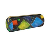 ANABPRMA Astuccio cilindrico in pelle con note musicali floreali per cancelleria scolastica e ufficio con chiusura a cerniera borsa portatile, Quiz di matematica, Taglia unica, Portamonete