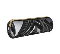 ANABPRMA Astuccio cilindrico in pelle con orso marrone, per scuola, ufficio, con chiusura a cerniera, borsa portatile, Tetto di architettura, Taglia unica, Portamonete