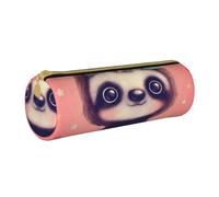 ANABPRMA Astuccio cilindrico in pelle con palma sulla spiaggia, per scuola e ufficio, con chiusura a cerniera, borsa portatile, Carino bradipo, Taglia unica, Portamonete