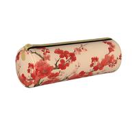 ANABPRMA Astuccio cilindrico in pelle di lamantini dell'India occidentale, per scuola, ufficio, con chiusura a cerniera, borsa portatile, Giapponese Primavera Prugna Floreale, Taglia unica