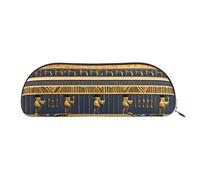 ANABPRMA Astuccio in pelle a semicerchio per matite e matite, motivo girasole con farfalle, per trucchi, penne ed oggetti essenziali, Affreschi faraonici egiziani, Taglia unica, Zaino per la scuola