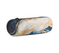 ANABPRMA Astuccio in pelle rigida blu brillante e oro, scatola multiuso con cerniera per cancelleria, trucco o piccoli accessori, Marmo Blu Navy Misto, Taglia unica, Beauty Case