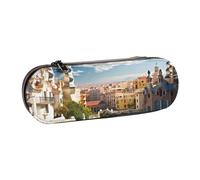 ANABPRMA Astuccio in pelle rigida con motivo Aloha Tiki vintage, scatola multiuso con cerniera per cancelleria, trucco o piccoli accessori, Spagna Acqua Città, Taglia unica, Beauty Case