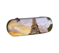 ANABPRMA Astuccio in pelle rigida con motivo floreale blu con rose, contenitore multiuso con cerniera per cancelleria, trucco o piccoli accessori, Torre Eiffel Parigi, Taglia unica, Beauty Case