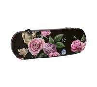 ANABPRMA Astuccio in pelle rigida con motivo tribù dei nativi americani, scatola multiuso con cerniera per cancelleria, trucco o piccoli accessori, Black Blackgound Rose, Taglia unica, Beauty Case