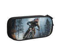 ANABPRMA Astuccio per torneo di mountain bike, grande capacità, a doppio strato, con 2 tasche principali con cerniera, organizer multifunzionale per scuola, ufficio, viaggi, Nero , Taglia unica,