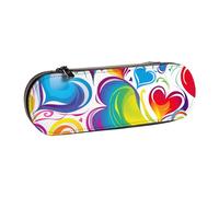 ANABPRMA Barber Shop - Astuccio in pelle rigida monocromatica, multiuso, con cerniera, per cancelleria, trucco o piccoli accessori, Arcobaleno Colorato Gay Pride Cuori, Taglia unica, Beauty Case
